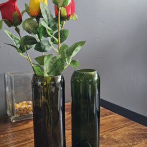 Elegant Dark Glass Upcycled Vase Set