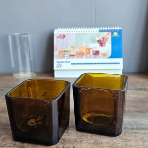 Square Amber Upcycled Bottle Dish
