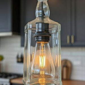 Upcycled Square Whiskey Bottle Pendant Light